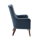 Modern Accent Chair With Quilted Back And Silver Studs - Dark Blue