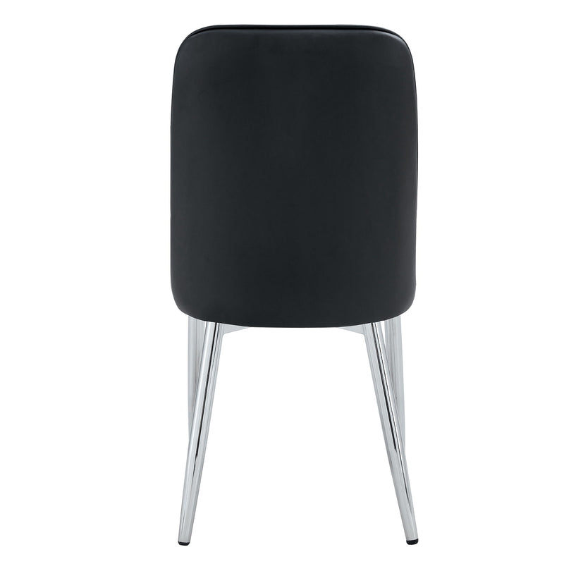 Modern Dining Chairs (Set of 4) With Backrest And Silver Metal Legs For Home And Office - Black