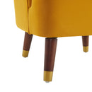 Elegant Upholstered Barrel Accent Chair With Wooden Legs