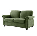 Soft Loveseat, Upholstered 2 Seater Couch, Loose Back Cushions And Turned Legs
