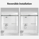 Frameless Double Sliding Soft Close Shower Door, Tempered Glass