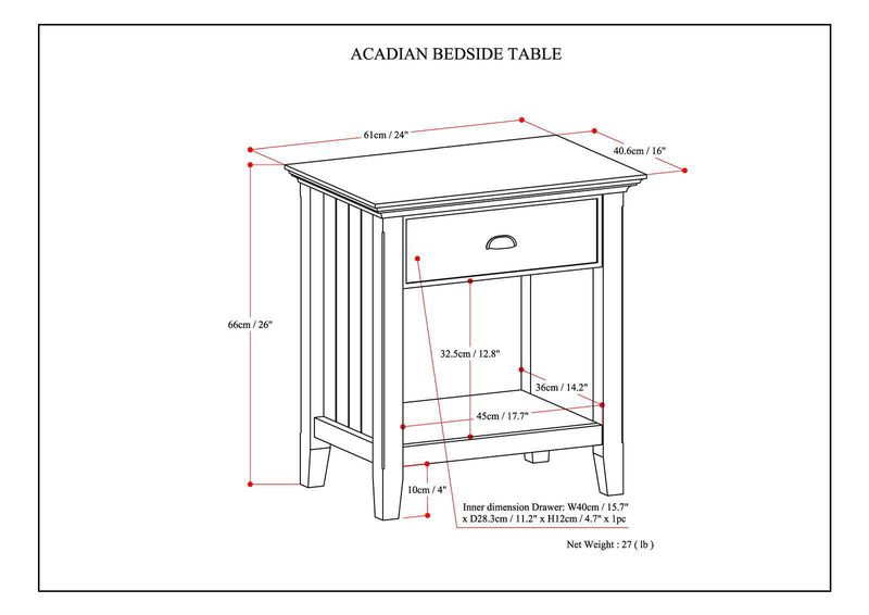 Acadian - Bedside Table