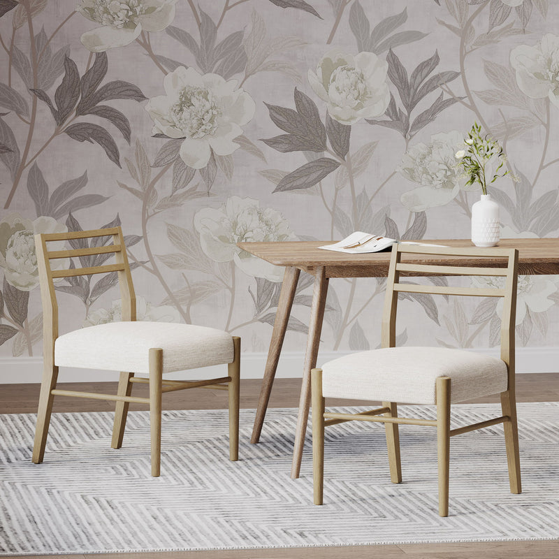 Farmhouse Style Dining Chair Set With Ladder Back Design