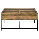 Stephie - 4-Drawer Square Glass Top Coffee Table - Honey Brown