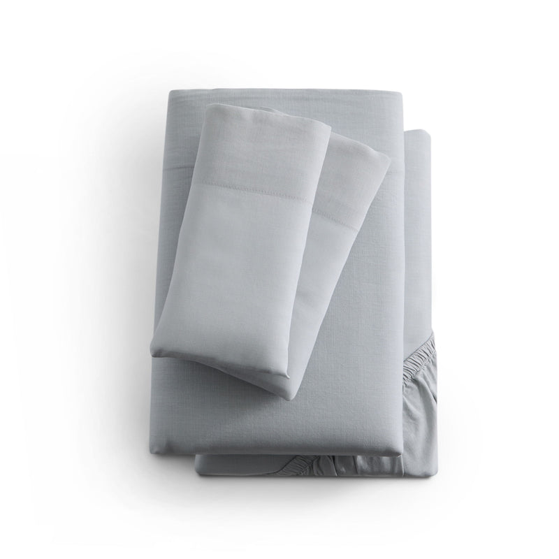 Linen-Weave Cotton - King Sheet Set - Fog