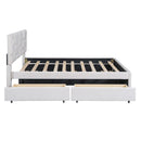 Upholstered Platform Bed With Brick Pattern Headboard And Twin Long Size Trundle
