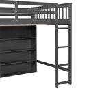 Loft Bed With 8 Open Storage Shelves And Built In Ladder