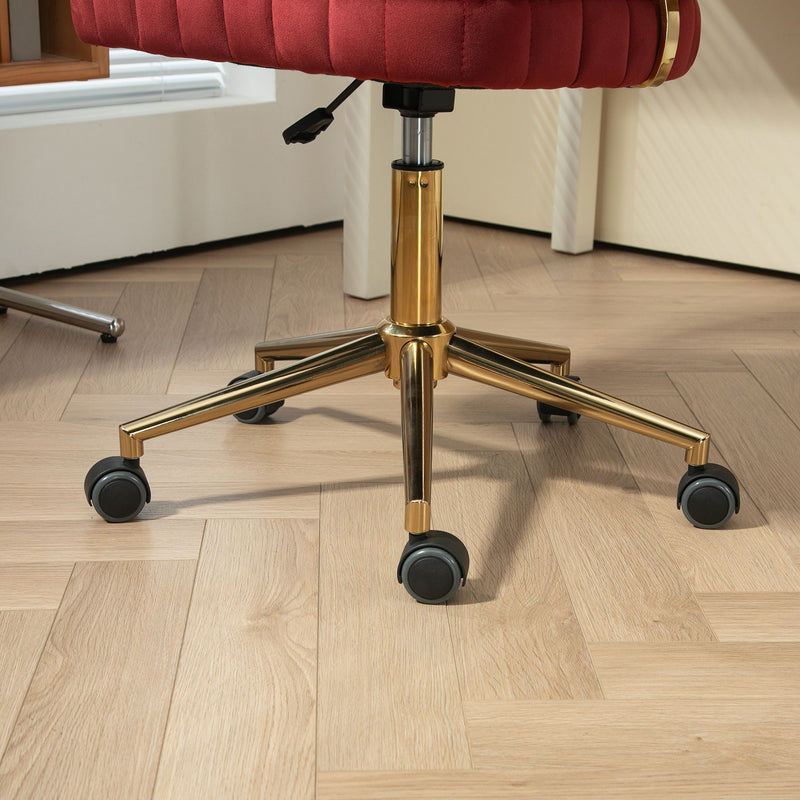 Modern Velvet Home Office Desk Chair With Adjustable Height And Swivel Wheels