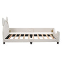 Twin Size Upholstered Daybed with Carton Ears Shaped Headboard, White