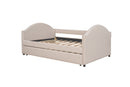 Full size Upholstered Daybed with Twin Size Trundle, Wood Slat Support, Beige(OLD SKU :LP000118AAA)