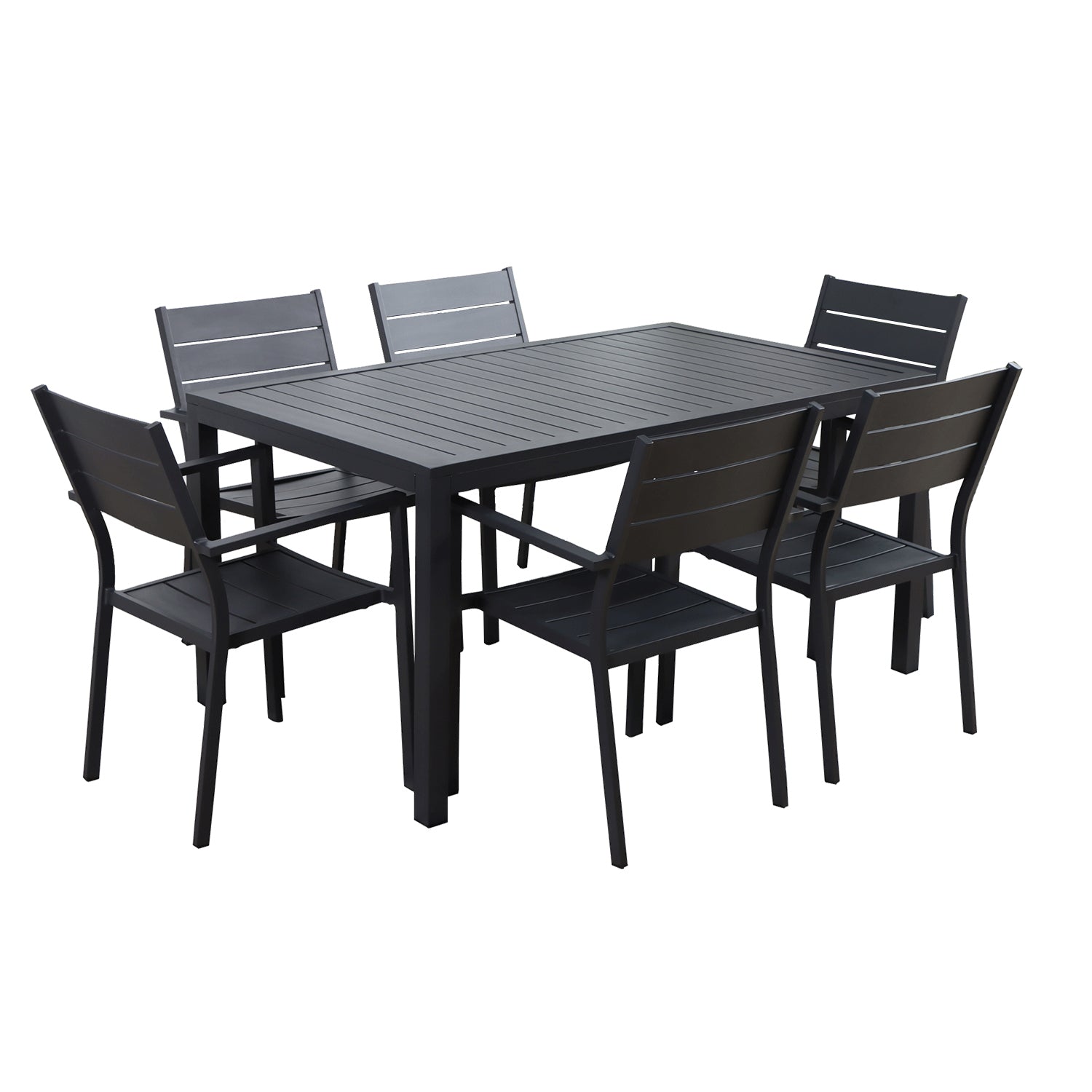 Outdoor Indoor Dining Table 59''L x 36.61''W Rectangle Aluminum Dining Table for Patio Garden Kitchen