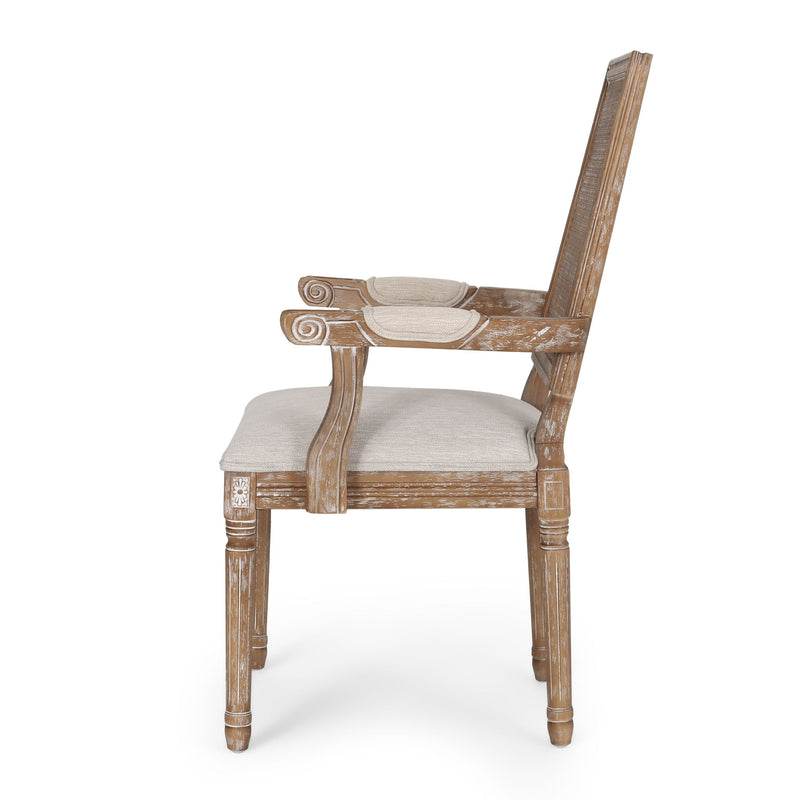 Elegant French Country Style Dining Chair With Cane Backrest