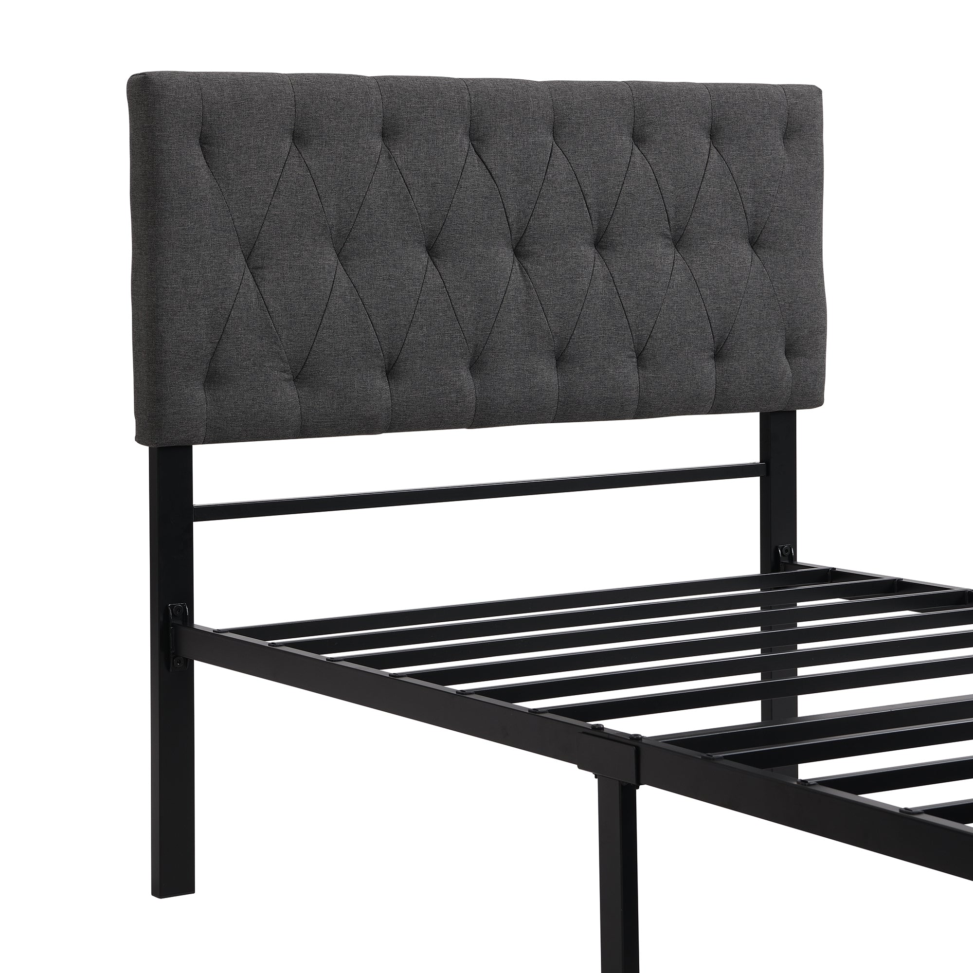 Twin Size Storage Bed Metal Platform Bed with a Big Drawer - Gray - Atlantic Fine Furniture Melbourne FL