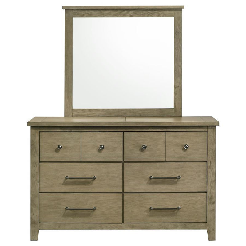 Hazlewood - 6-Drawer Bedroom Dresser With Mirror - Vineyard Oak