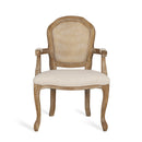 French Country Style Dining Chair Set With Cane Webbing Backrest - Beige