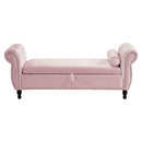 Luxurious Velvet Multifunctional Storage Ottoman Bench With Pillow