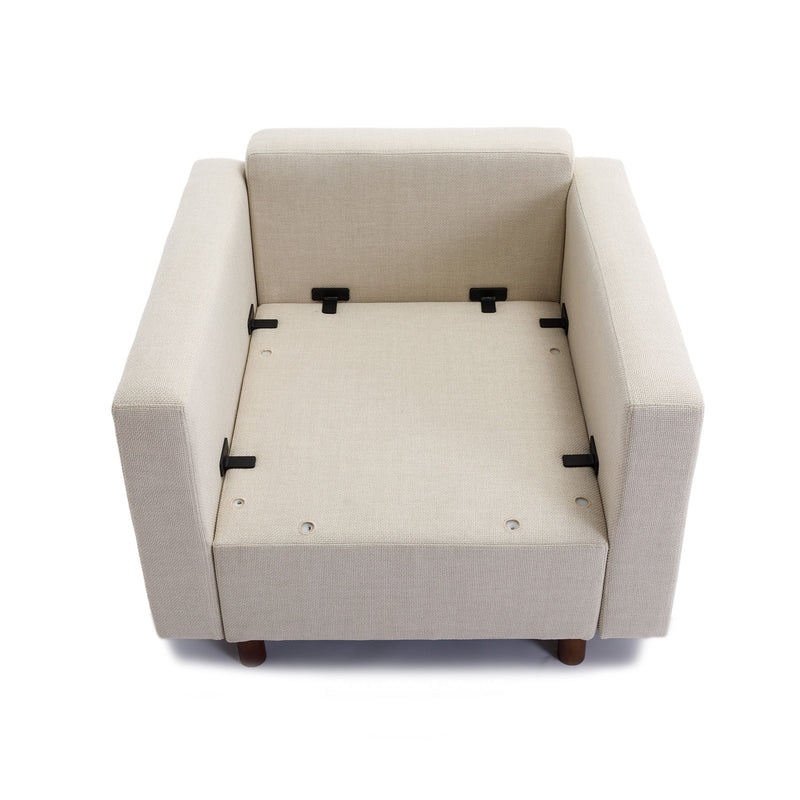 3 Seat Module Sectional Sofa Couch With 2 Ottoman For Living Room, Seat Cushion And Back Cushion Non-Removable And Non-Washable