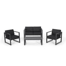 4 Piece Outdoor Chair Set With Weather Resistant Cushion - Dark Gray