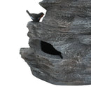 Concrete Rock Waterfall Fountain With LED Lights, Outdoor Garden Decor