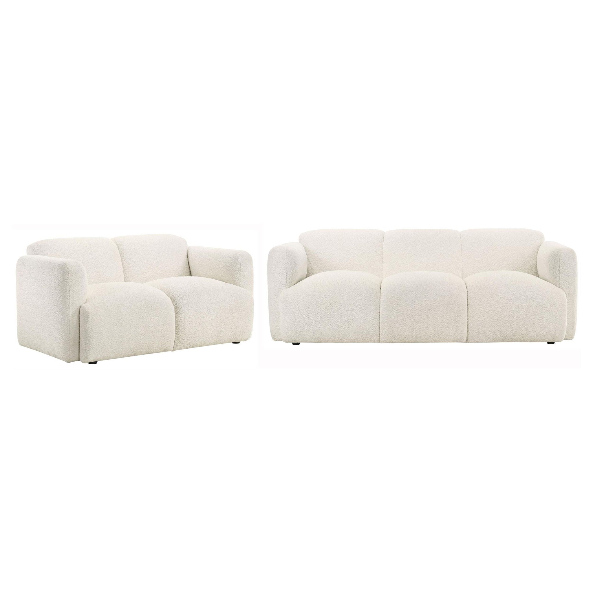 Dorset 2-piece Upholstered Round Track Arm Sofa Set White