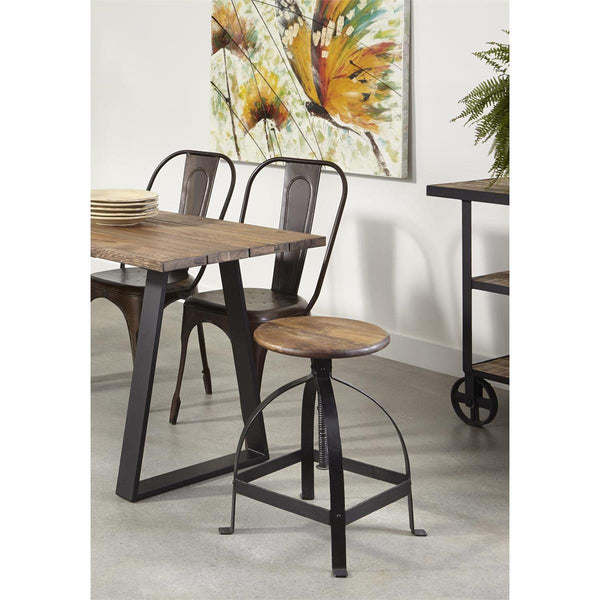 Sarita Solid Wood Adjustable Swivel Iron Base Barstool