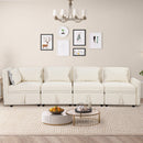 122.8" Convertible Modular Minimalist Sofa Free Combination 4 Seater Sofa Chenille Fabric Sectional sofa with 5 Pillows for Living Room, Office, Apartment, Small Space, Cream