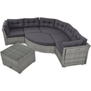 Elegant Patio Furniture Set Outdoor Daybed Rattan Sectional With Cushions And Center Table - Gray
