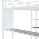 Bed With 3 Layers Of Shelves And Desk, Stylish Frame Bed