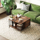 Lift Top Coffee Table With Storage, Adjustable Height Living Room - Black / Brown