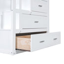 Twin Over Twin Bunk Bed with Trundle and Staircase,White(OLD SKU:LT000068AAK)