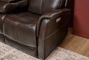 View - Power Reclining Sofa With Console, Power Headrest & Lumbar