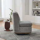 Wide Modern Chenille Cushioned Armless Metal Base 360° Swivel Chair With Pillow