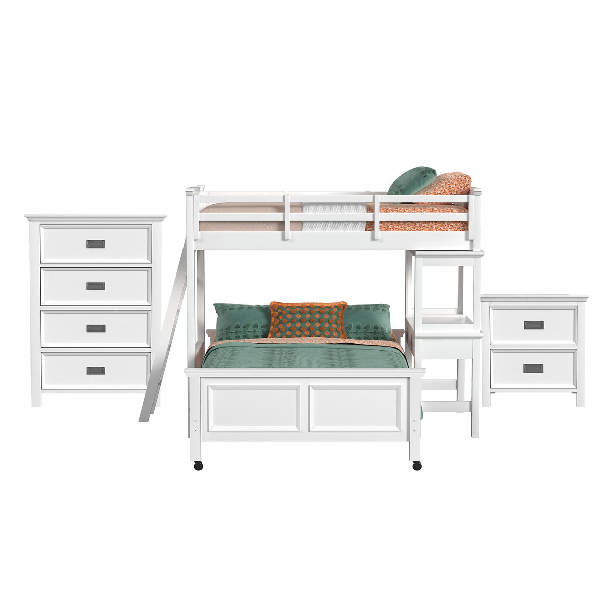 Hampton Kids Loft With Ladder And Desk With Speaker Bedroom Set in Black by Elements International, view 5