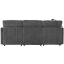 Modern Modular U-Shaped Sofa Bed With Movable Ottoman, USB Ports, Phone Holder