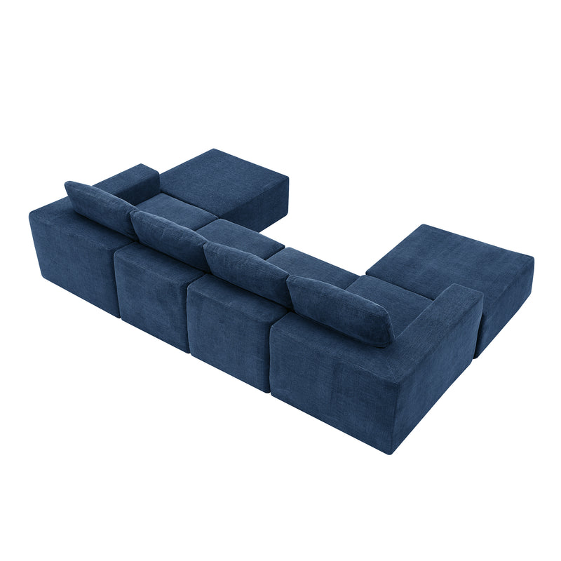 [VIDEO provided][New]110*72" Modular U Shaped Sectional Sofa,Luxury Chenille Floor Couch Set,Upholstered Indoor Furniture,Foam-Filled Sleeper Sofa Bed for Living Room,Bedroom,Free Combination,3 Colors