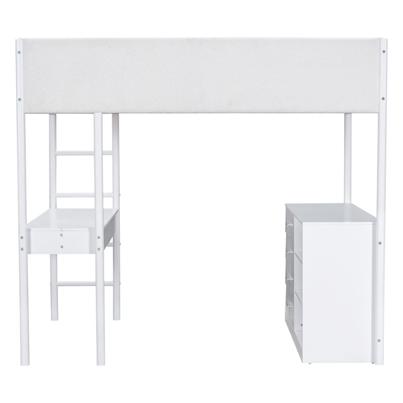 Full Size Teddy FleeceLoft Bed Wood Bed, White