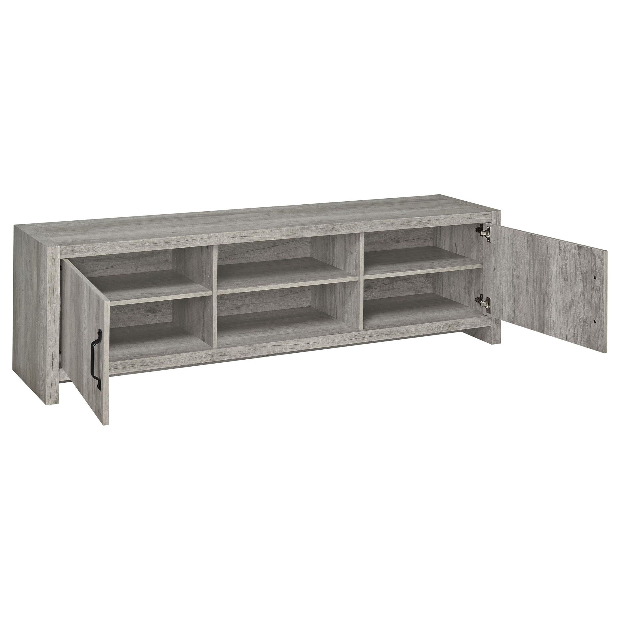 Burke 2-door Engineered Wood 71-inch TV Stand Grey Driftwood