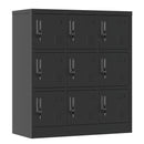9 Door Employee Storage Locker With Card Slot, Lockers For Office, Gym, School, And Home - Black