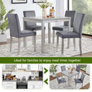 5 Pieces Wooden Dining Table Set, Square Table And 4 Upholstered Chairs