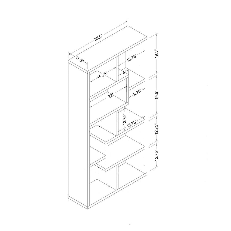 Open Back Display Cabinet, Bookcase Stand With 8 Shelves - Black