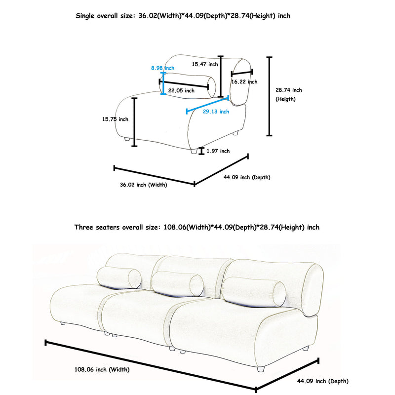 Modern L-Shaped Modular Sofa Set High Comfort Chenille Fabric