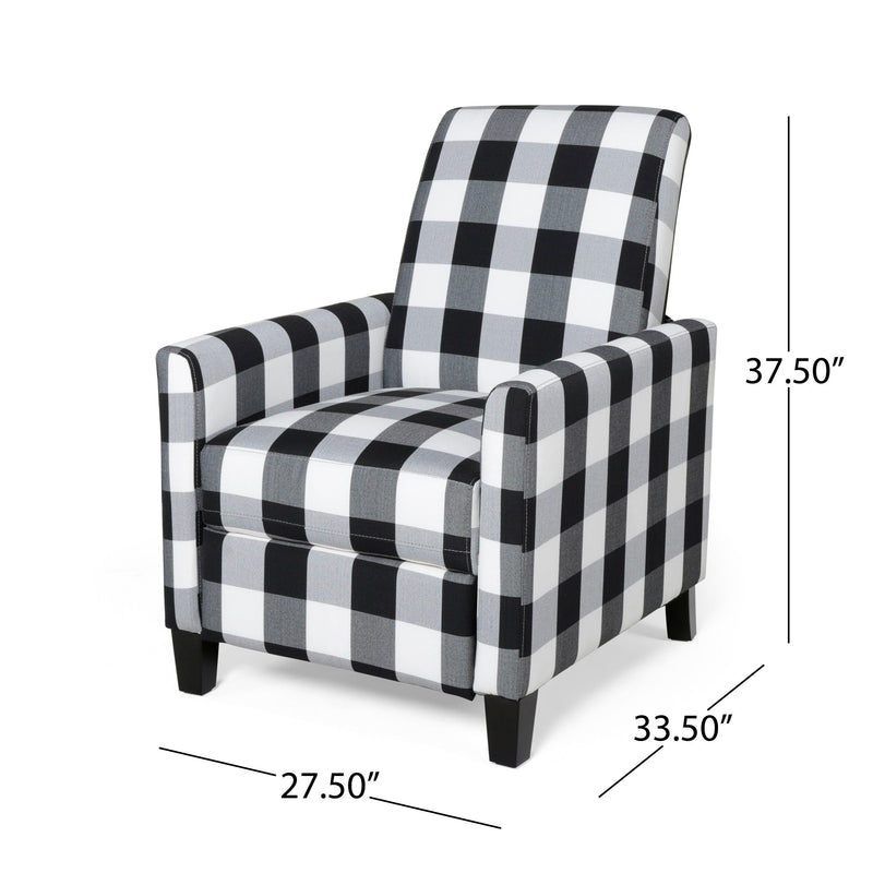 Wide Manual Club Recliner - Black / White