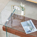 Modern 2 Tier Square Coffee Table, Elegant Marble Pattern