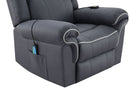 Domana - Polished Microfiber Power Nirion Recliner With Lift Heating Massage Chair - Dark Blue