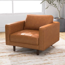 Catherine - Leather Lounge Chair Leather - Brown / Tan