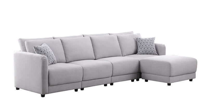 Penelope - Fabric Reversible Modular Sectional Sofa With Ottoman And Pillows