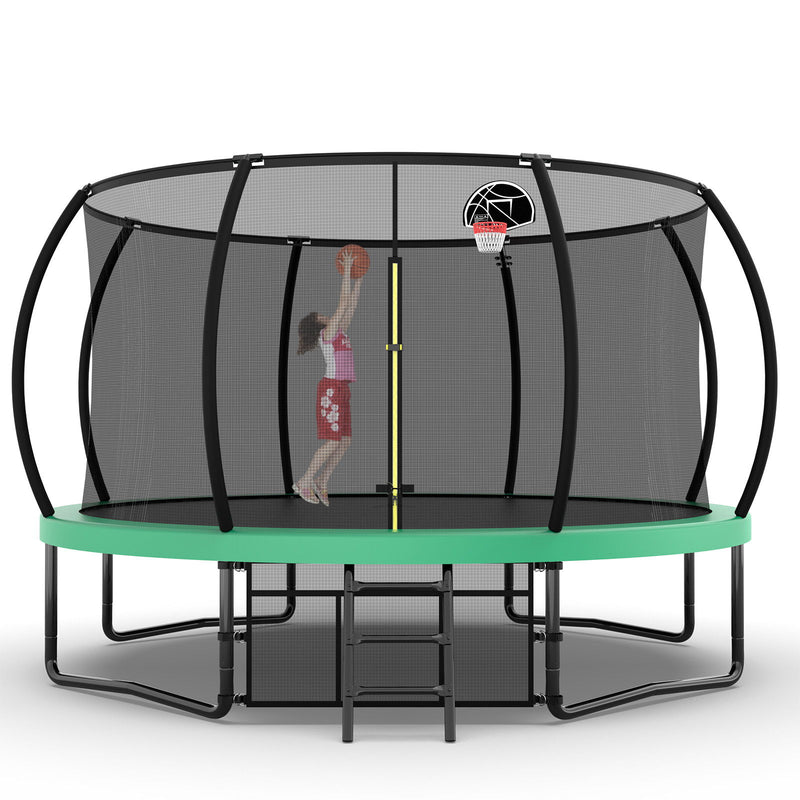 Trampoline With Enclosure, Recreational Trampolines With Ladder And Antirust Coating, Astm Approval Outdoor Trampoline For Kids