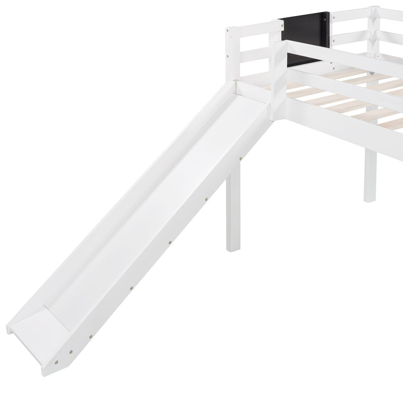 Loft Bed With Slide, Stair And Chalkboard