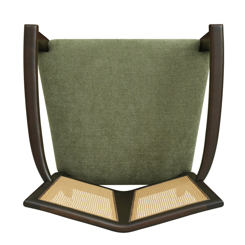 Mid Century Modern Arm Dining Chair Set With Rattan Backrest