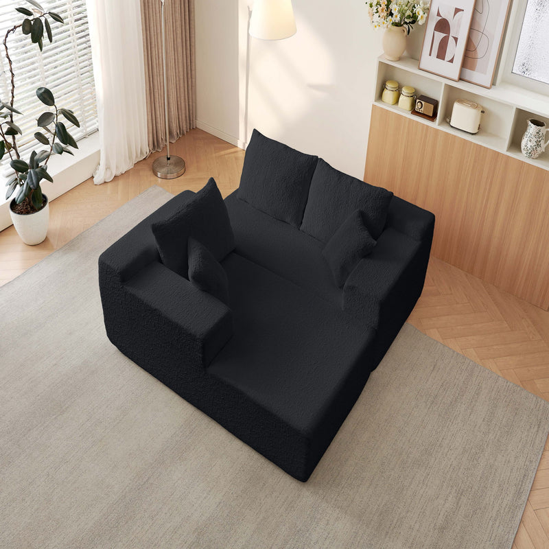 Modular Cloud Sectional Couch With L Shape Chaise, Deep Seat - Black